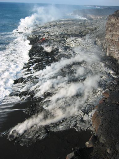 Lava Flowing into the Pacific Ocean
